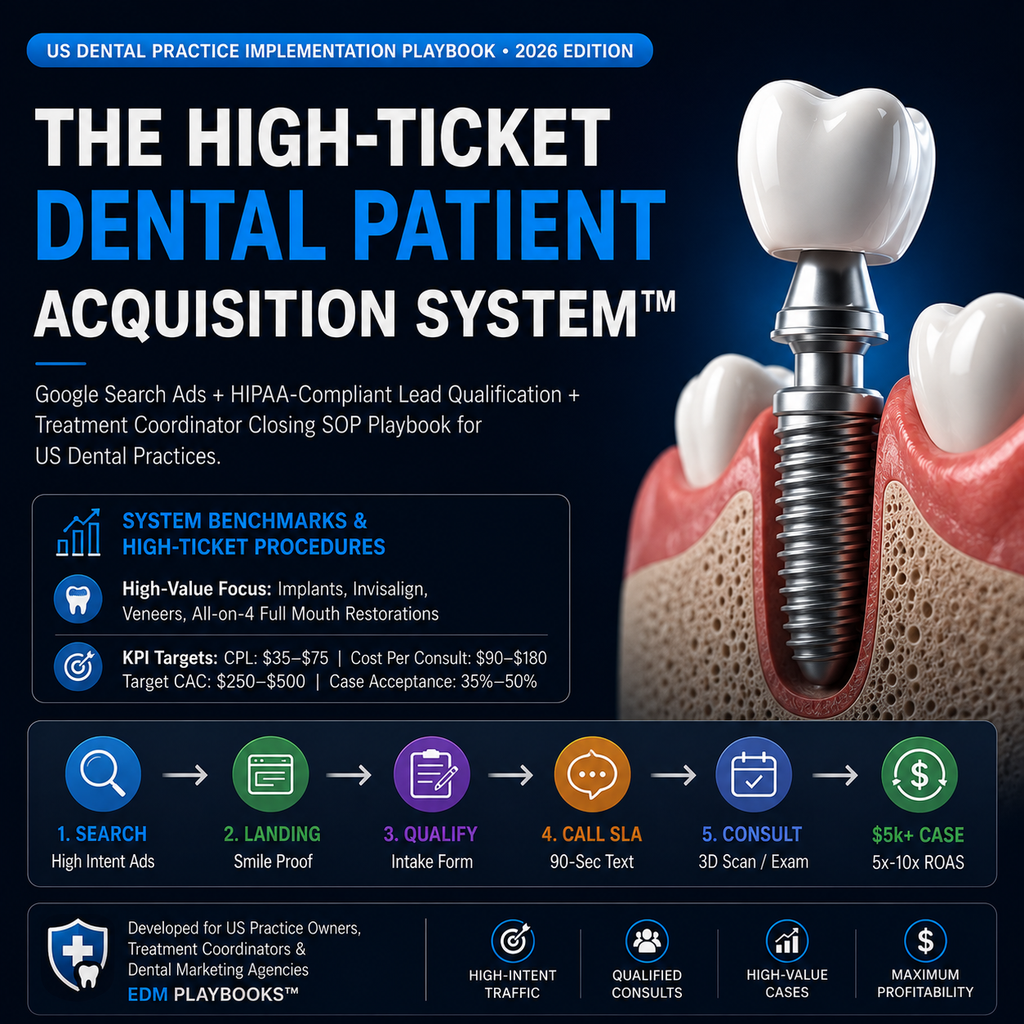 The $5,000+ Dental Case Acquisition System™ | Complete 22-Page Google Ads & Sales SOP Playbook