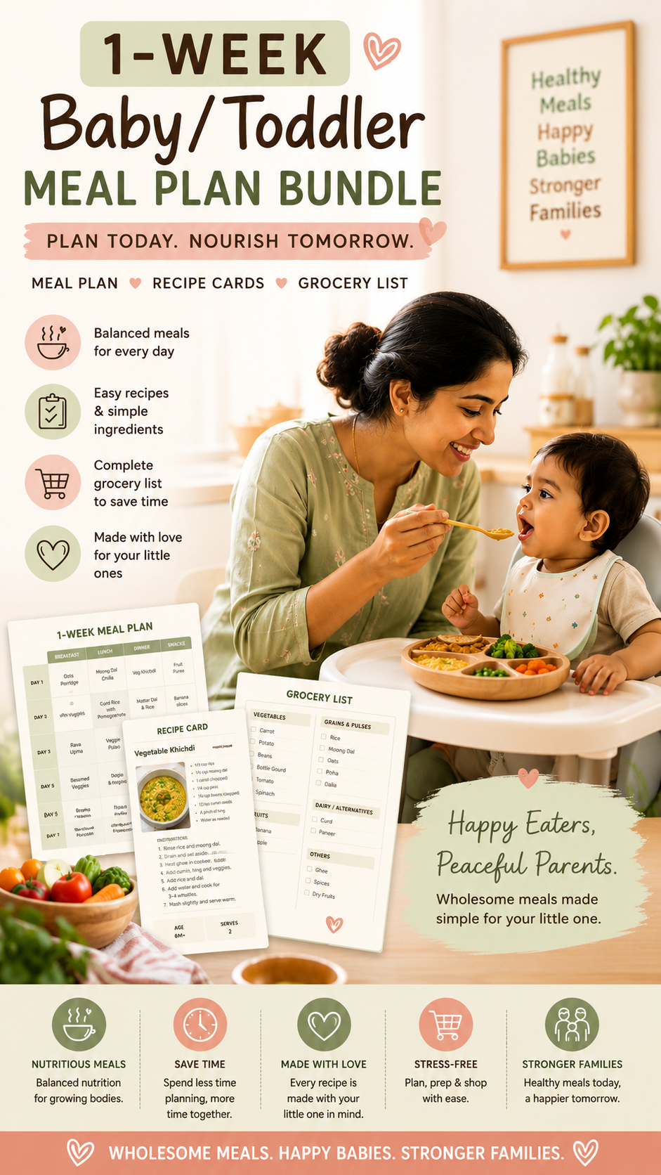 1-Week Baby/Toddler Meal Plan | Grocery List | Meal Plan Recipe Cards